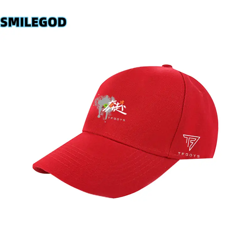 Red Tfboys Baseball Cap with 10th Anniversary Embroidery