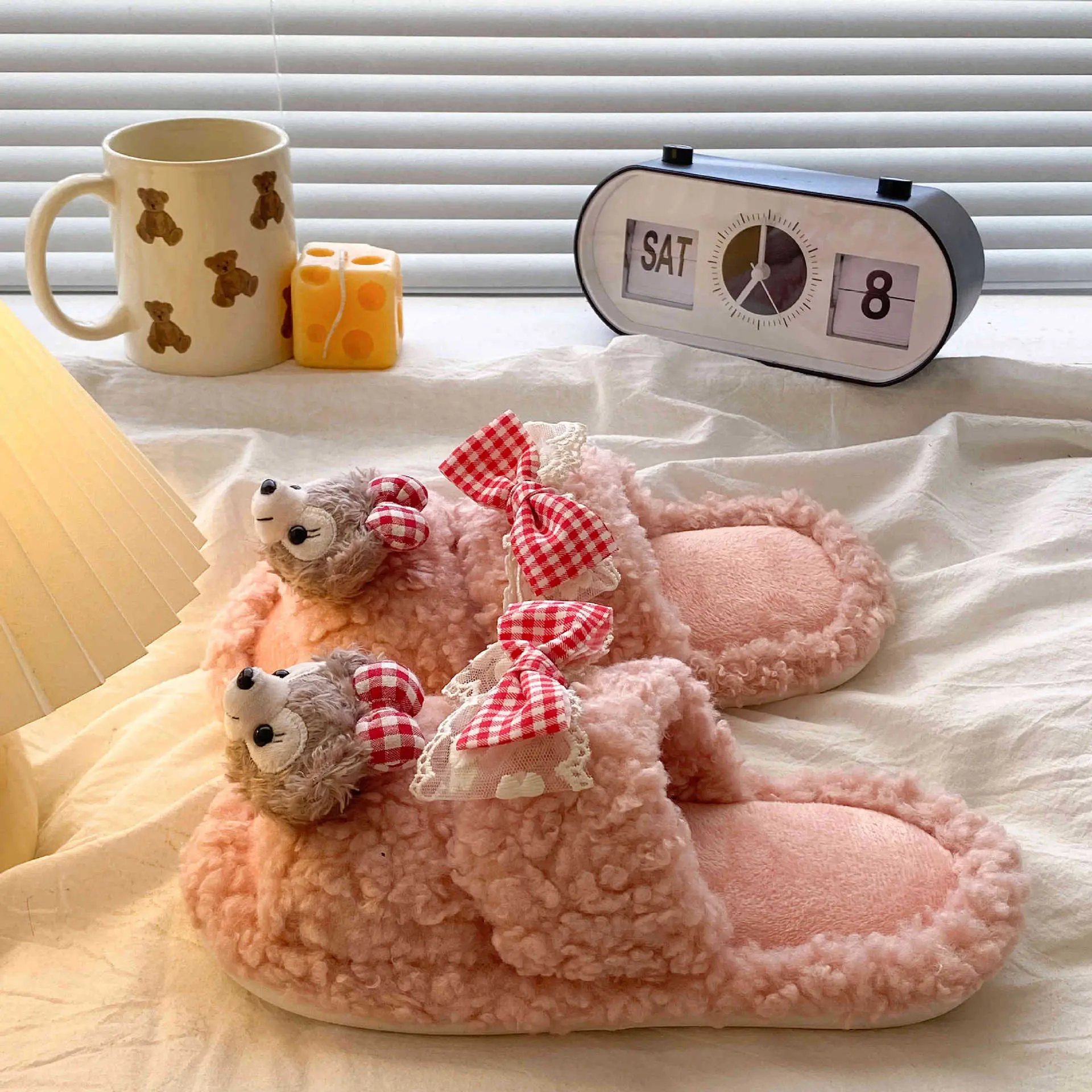 2025 Winter Cute Shirley Rose Half-Pack Cotton Slippers for Women - Image 3