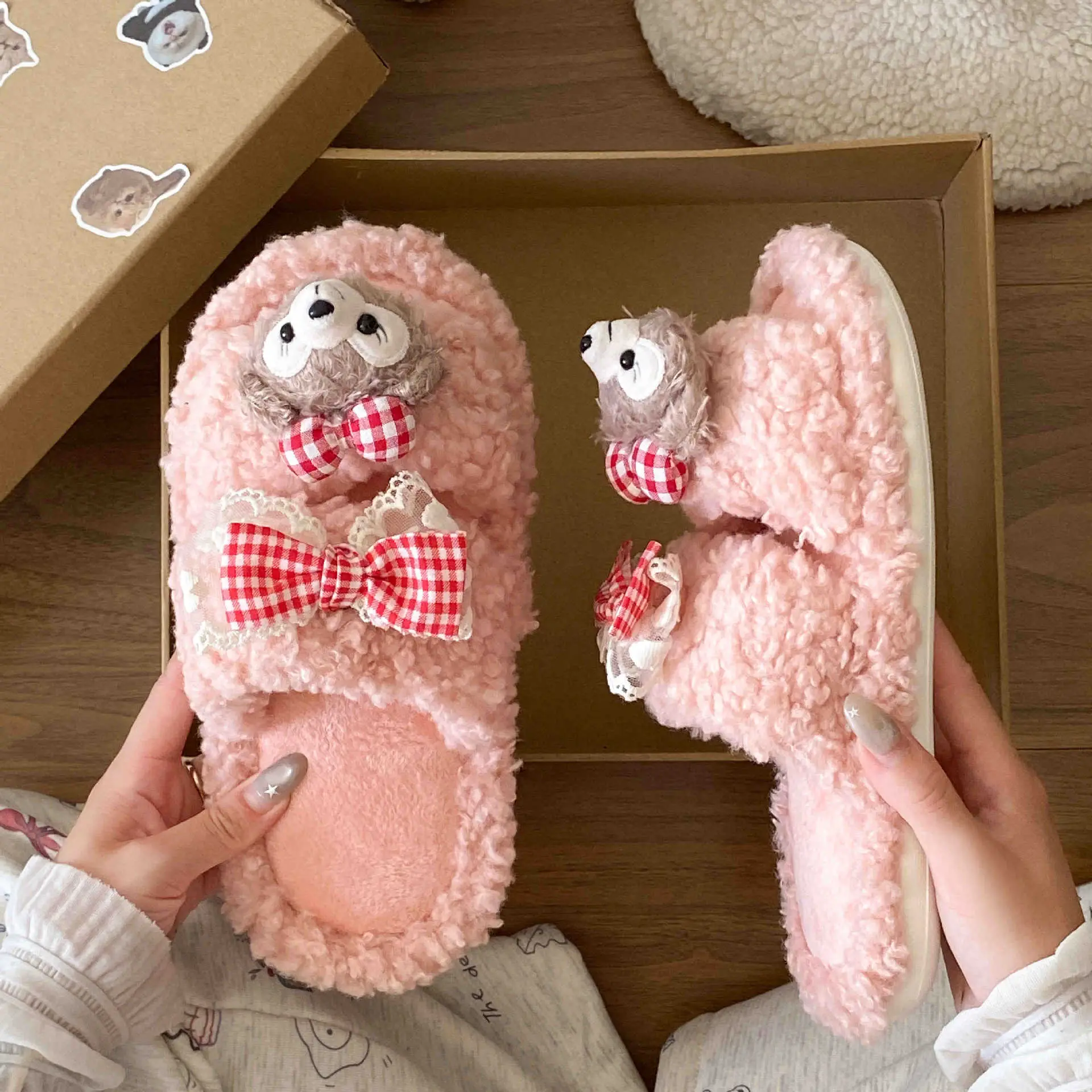 2025 Winter Cute Shirley Rose Half-Pack Cotton Slippers for Women - Image 6