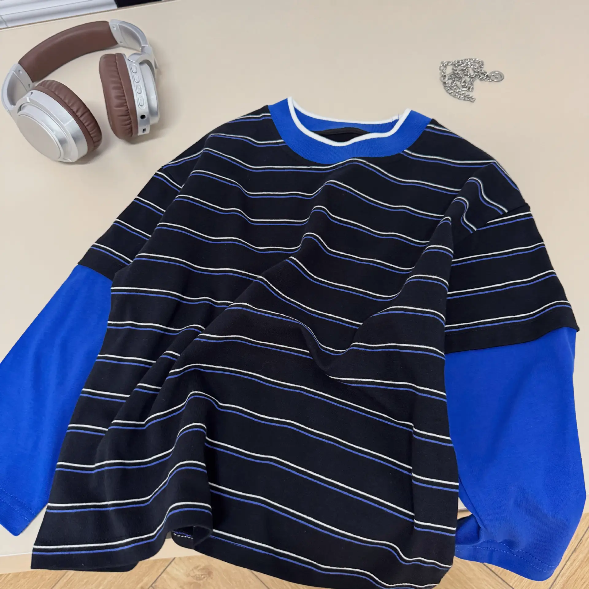 Children Striped T-Shirt Blue Sleeve Cotton Boys 2026 â feature 3