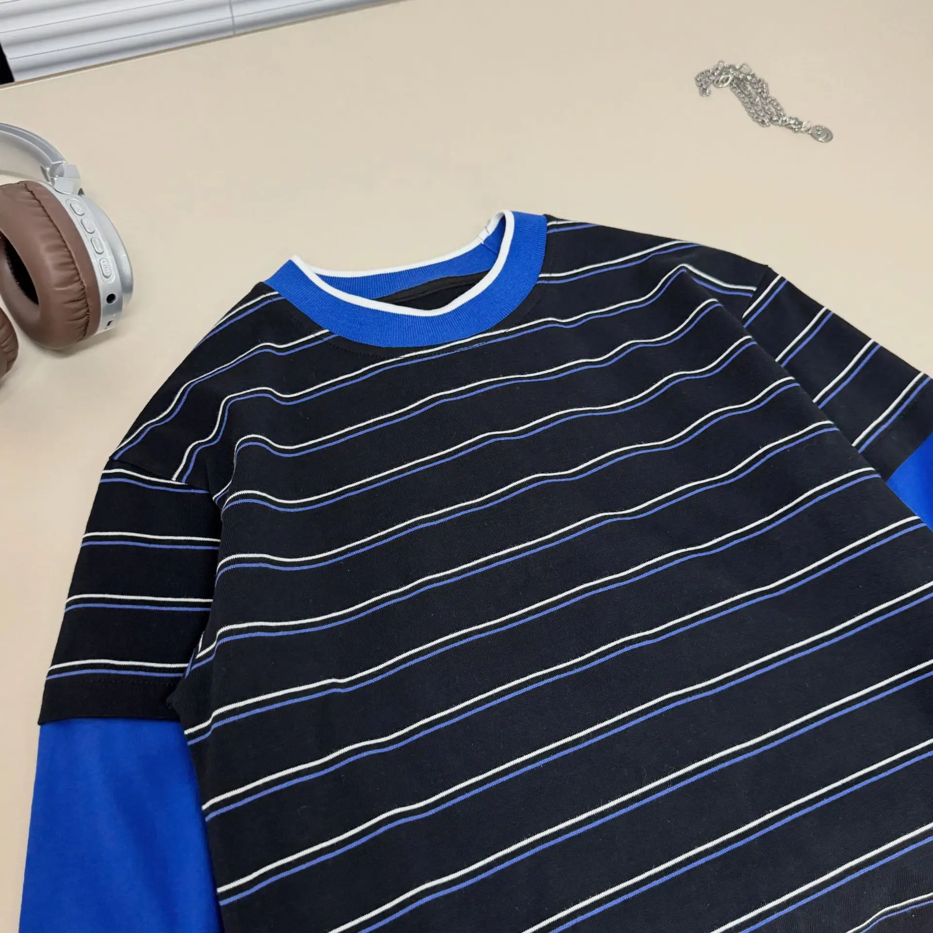Children Striped T-Shirt Blue Sleeve Cotton Boys 2026 â feature 6