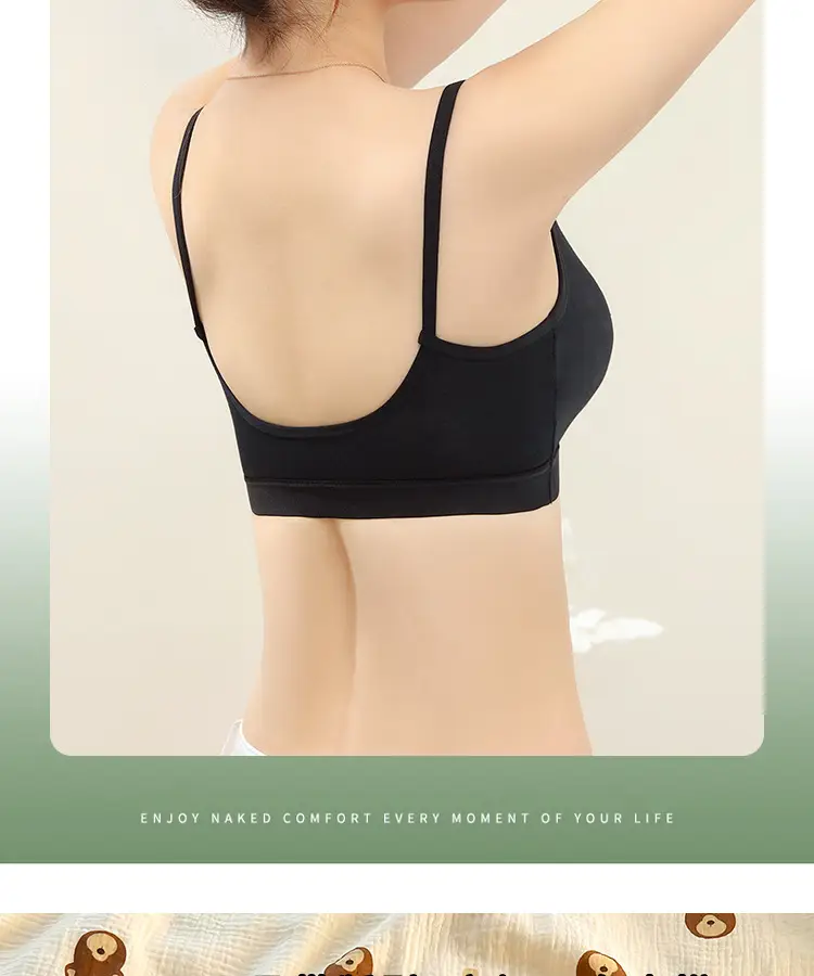 New Pure Cotton Lightweight Breathable Girls' Underwear Without Rims U-Shaped Beautiful Back Vest Fixed Cup Non-Running Cup Bra — feature 48