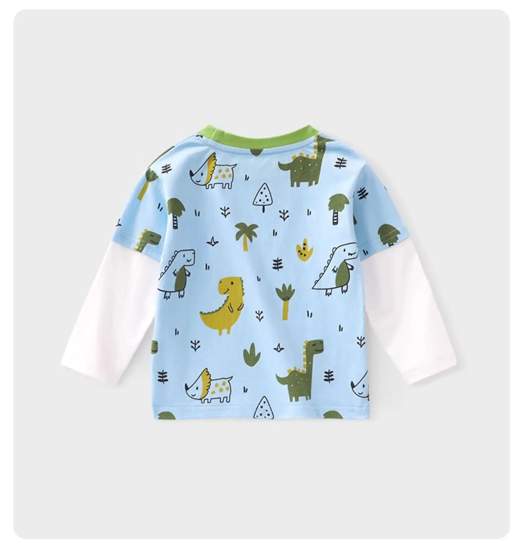 Boys Long Sleeve Cartoon Print Cotton T-Shirt Blue — feature 8