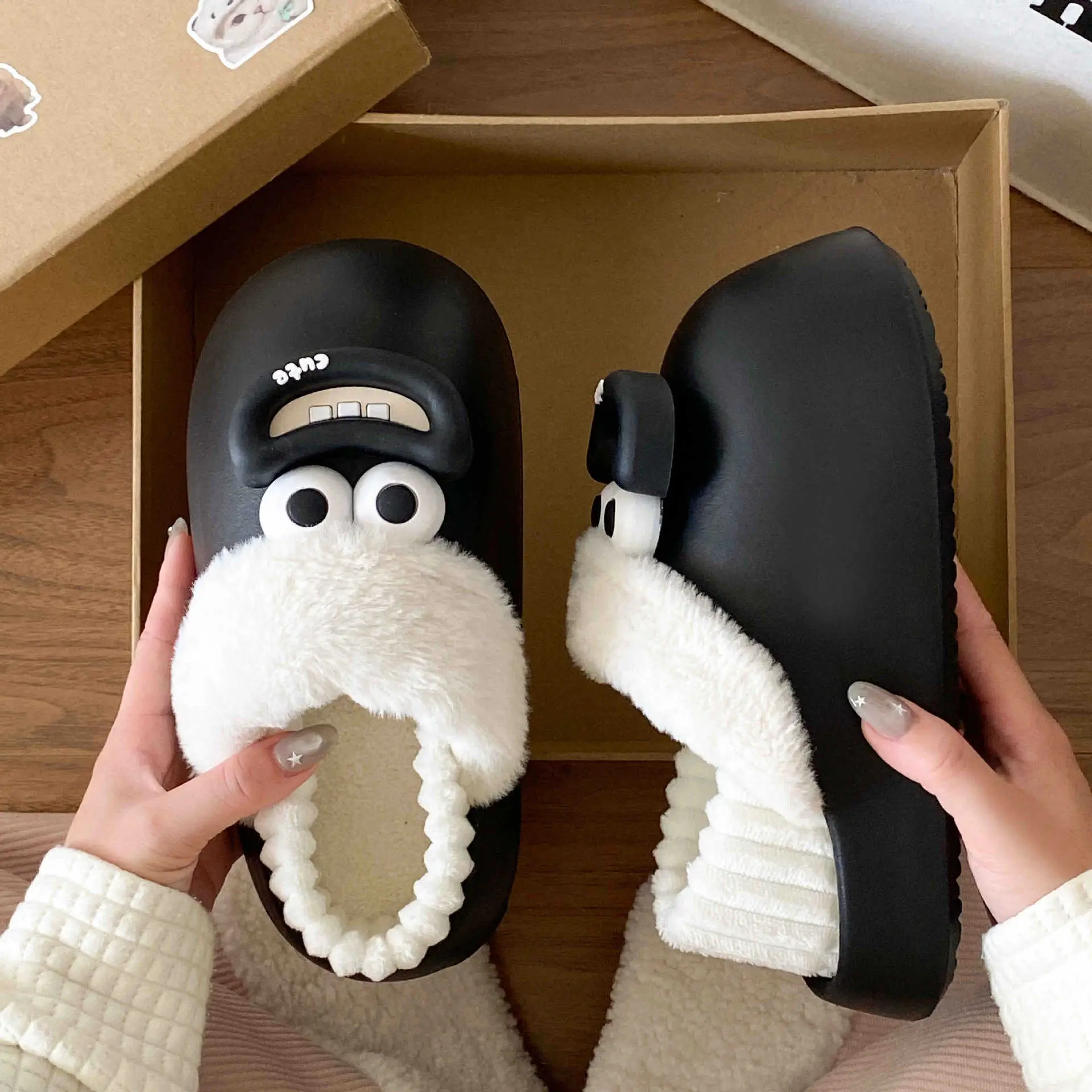 Cute Pink Furry Cotton Slippers for Women - Image 7