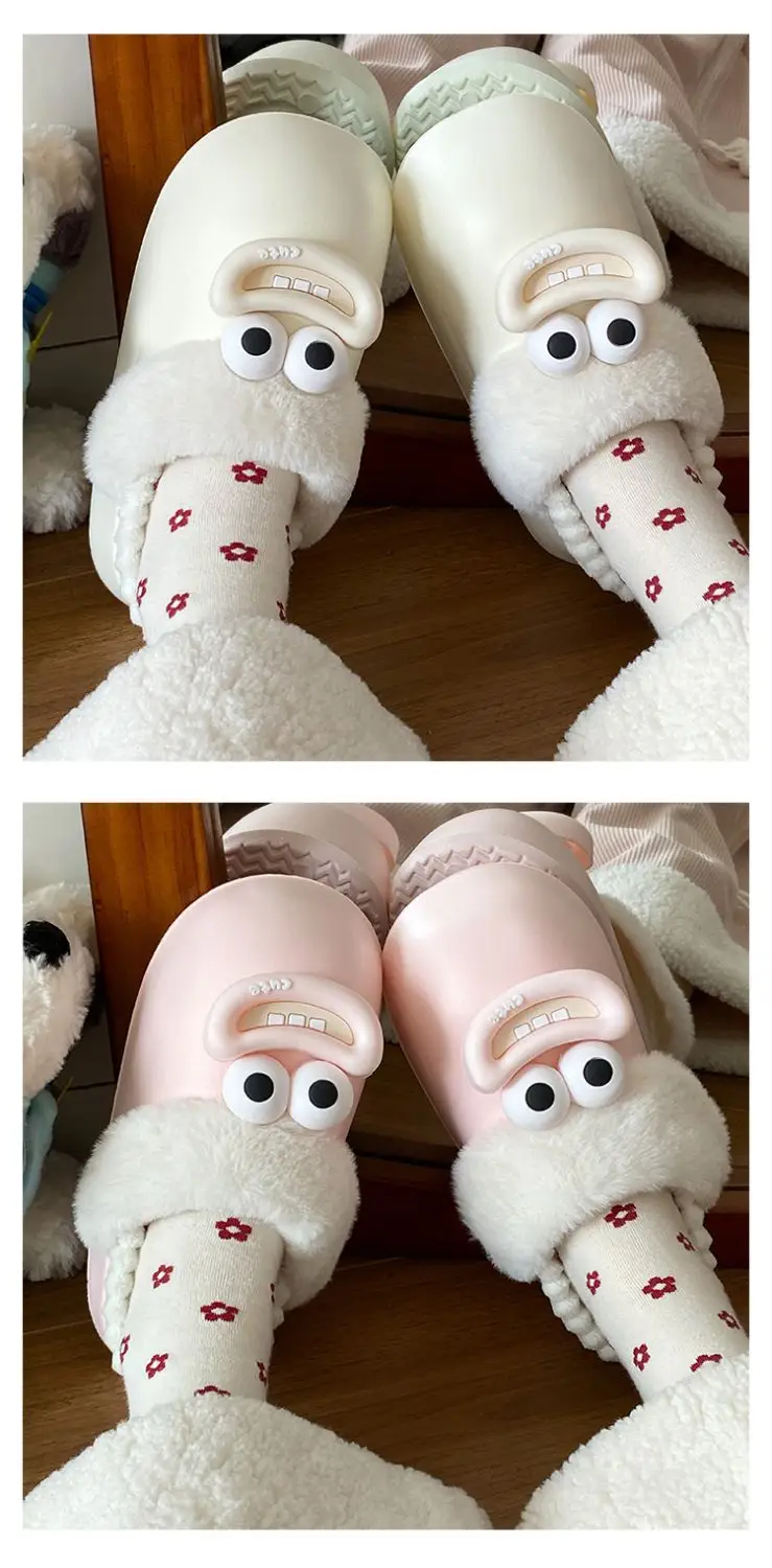 Cute Pink Furry Cotton Slippers for Women — feature 16