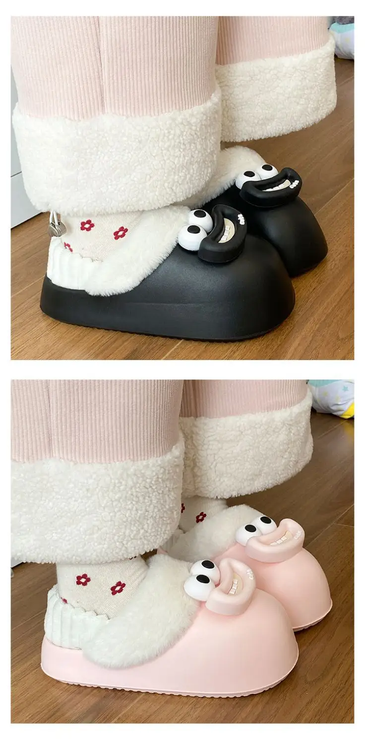 Cute Pink Furry Cotton Slippers for Women — feature 19