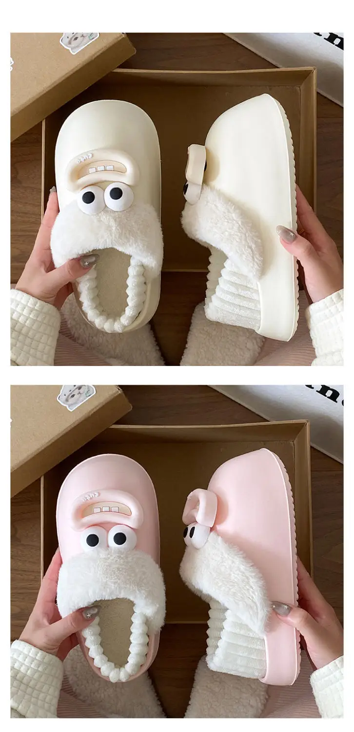 Cute Pink Furry Cotton Slippers for Women — feature 23