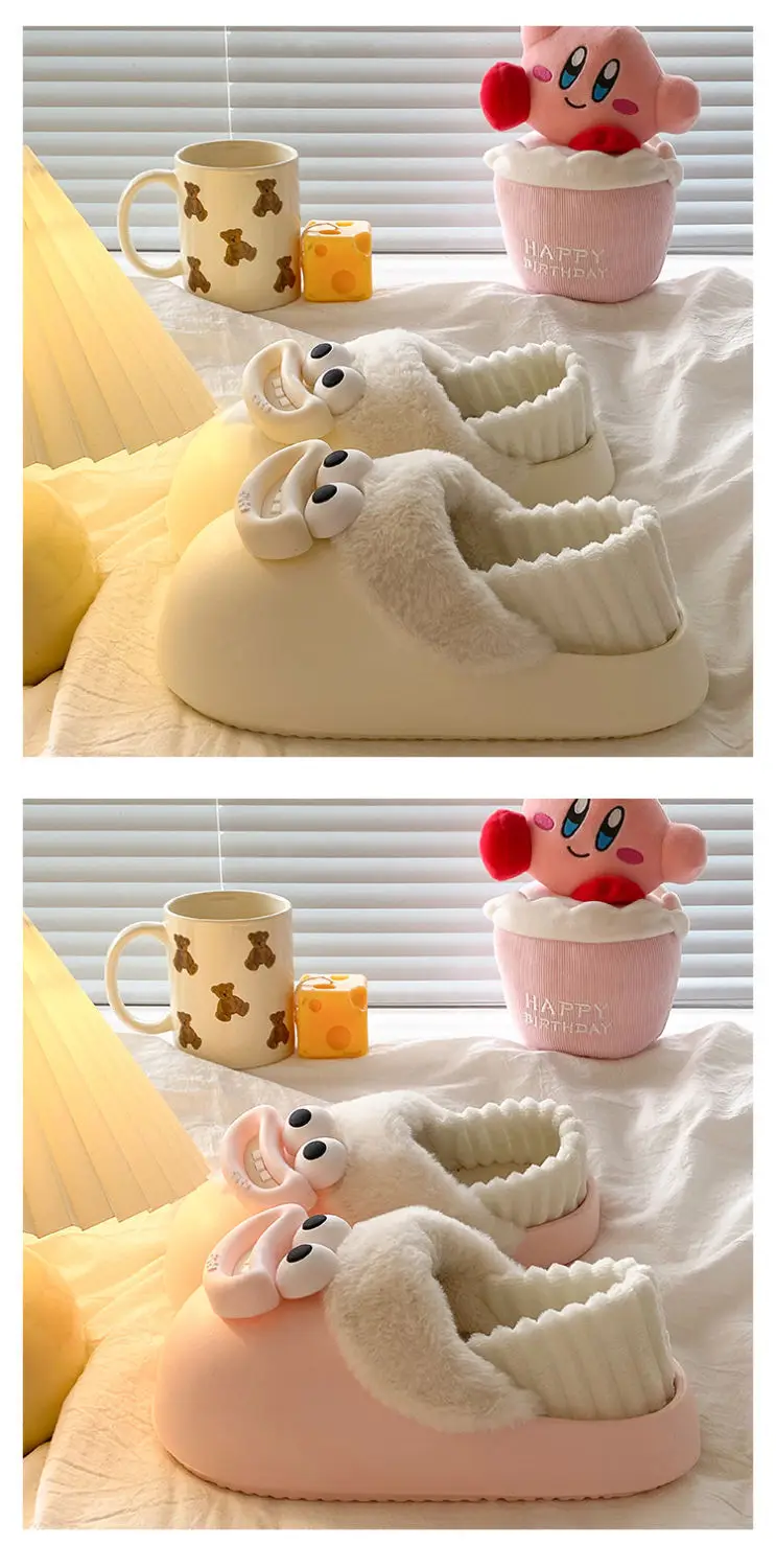 Cute Pink Furry Cotton Slippers for Women — feature 25