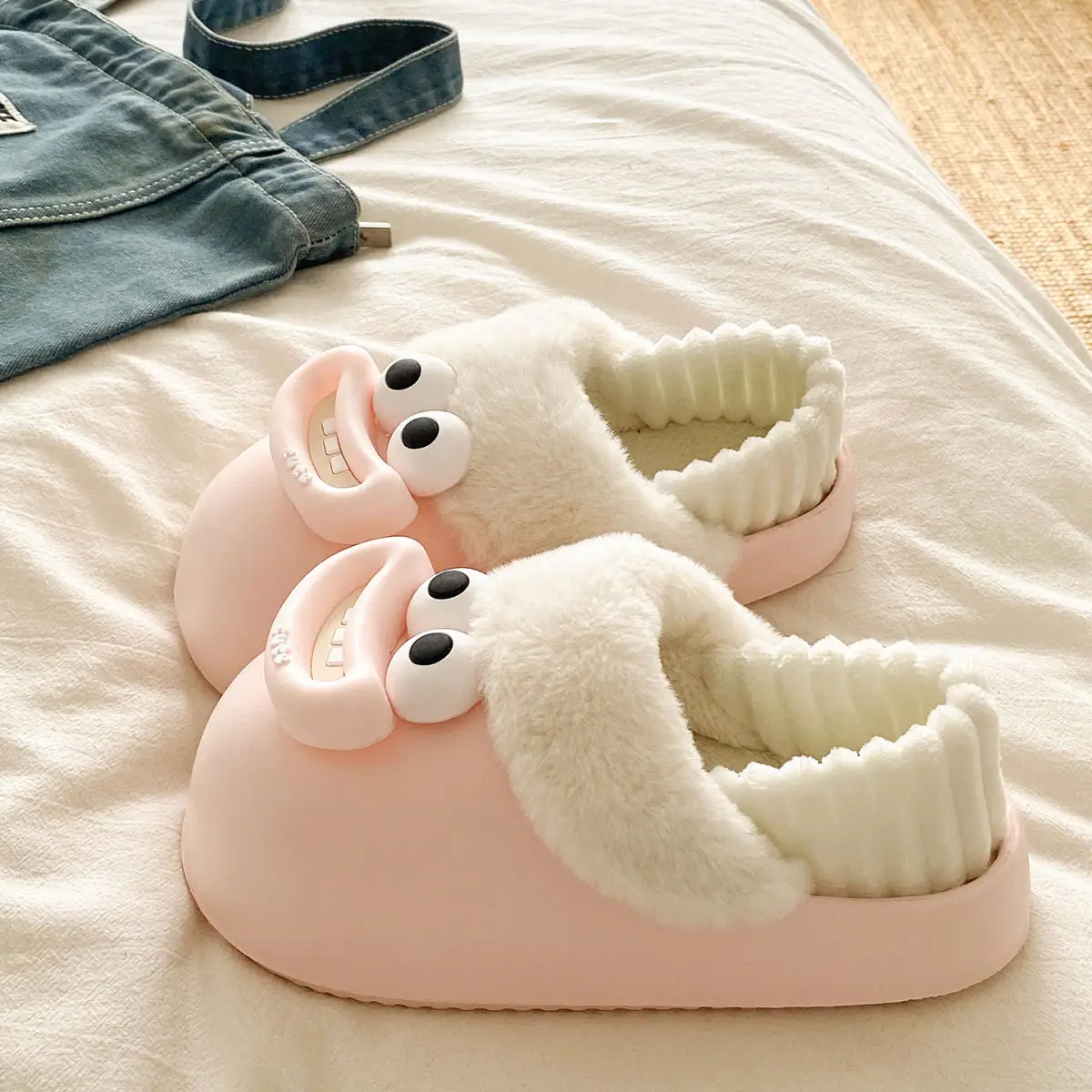 Cute Pink Furry Cotton Slippers for Women — feature 26