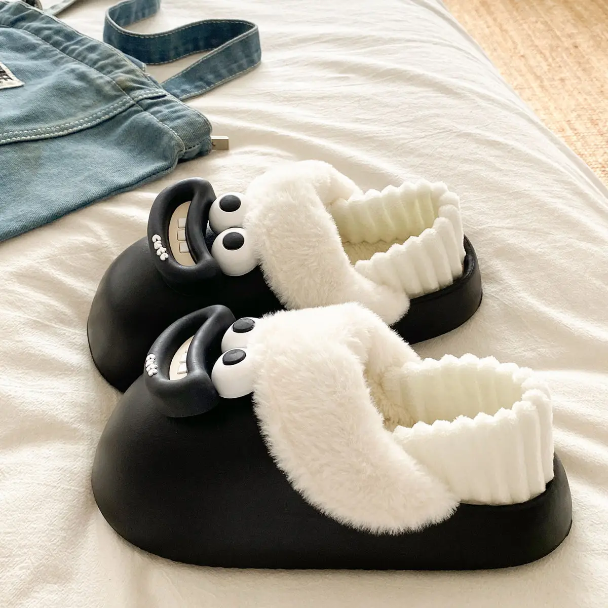 Cute Pink Furry Cotton Slippers for Women — feature 27