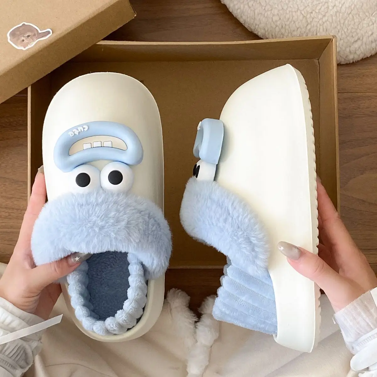 Cute Pink Furry Cotton Slippers for Women — feature 44