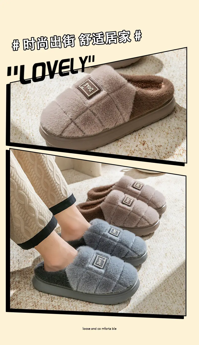 Plus Size Cotton Slippers for Men's Winter Home 2025 New Baotou Cotton Shoes Warm Slippers Autumn and Winter Men's Outer Wear — feature 12