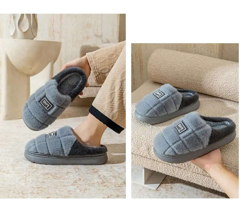 Plus Size Cotton Slippers for Men's Winter Home 2025 New Baotou Cotton Shoes Warm Slippers Autumn and Winter Men's Outer Wear — feature 14