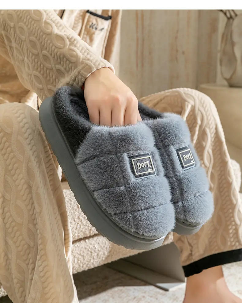 Plus Size Cotton Slippers for Men's Winter Home 2025 New Baotou Cotton Shoes Warm Slippers Autumn and Winter Men's Outer Wear — feature 15