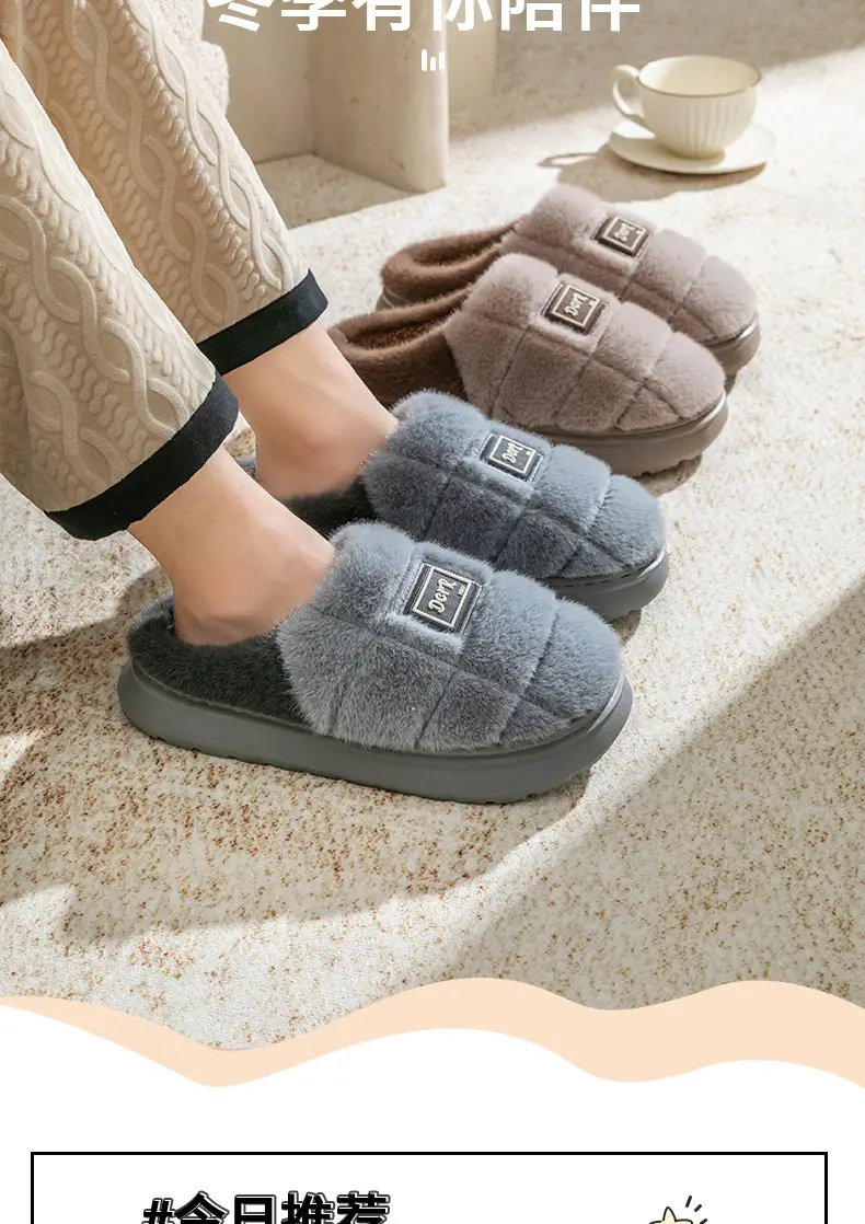 Plus Size Cotton Slippers for Men's Winter Home 2025 New Baotou Cotton Shoes Warm Slippers Autumn and Winter Men's Outer Wear — feature 2