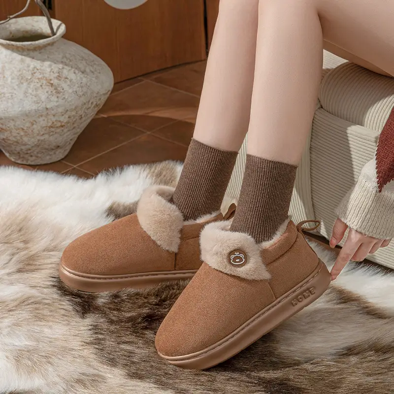Winter Cotton Slippers for Women, Fashionable and Versatile, Non-Slip Thick Soles, Fleece-Lined, Warm Snow Boots, Couple Cotton Shoes for Men - Image 7