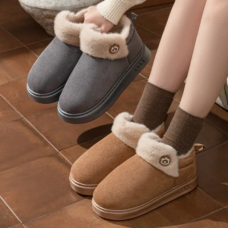 Winter Cotton Slippers for Women, Fashionable and Versatile, Non-Slip Thick Soles, Fleece-Lined, Warm Snow Boots, Couple Cotton Shoes for Men - Image 8