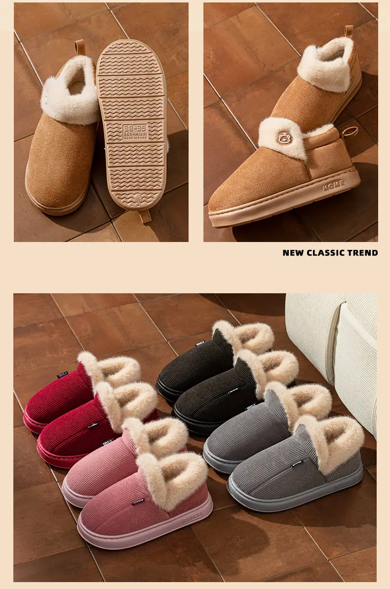 Winter Cotton Slippers for Women, Fashionable and Versatile, Non-Slip Thick Soles, Fleece-Lined, Warm Snow Boots, Couple Cotton Shoes for Men — feature 14