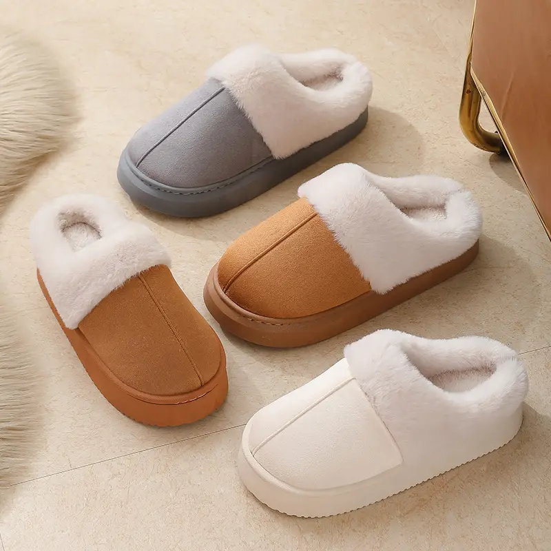 Women Winter Cotton Slippers Brown New Pair - Image 9