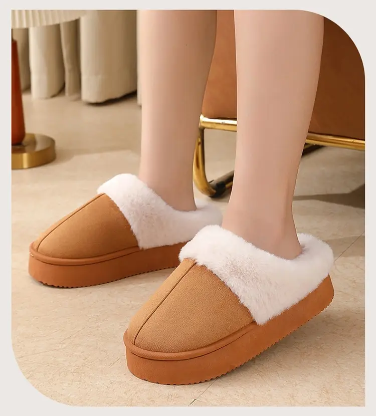 Women Winter Cotton Slippers Brown New Pair — feature 10