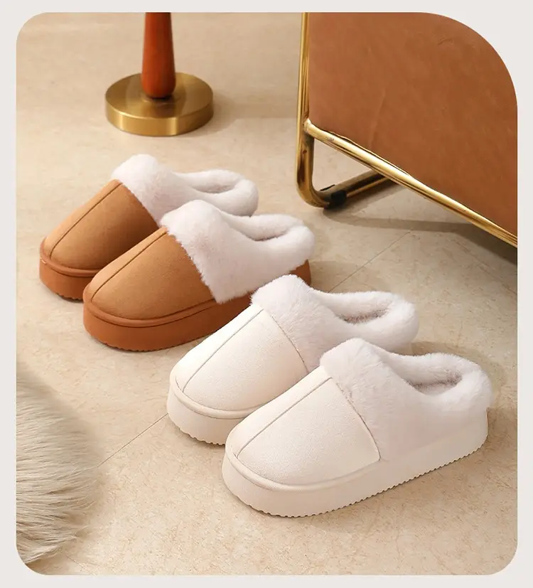 Women Winter Cotton Slippers Brown New Pair — feature 11
