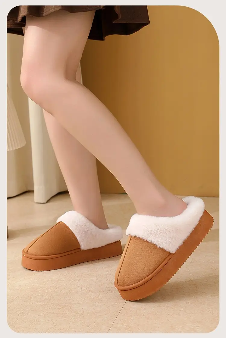 Women Winter Cotton Slippers Brown New Pair — feature 12