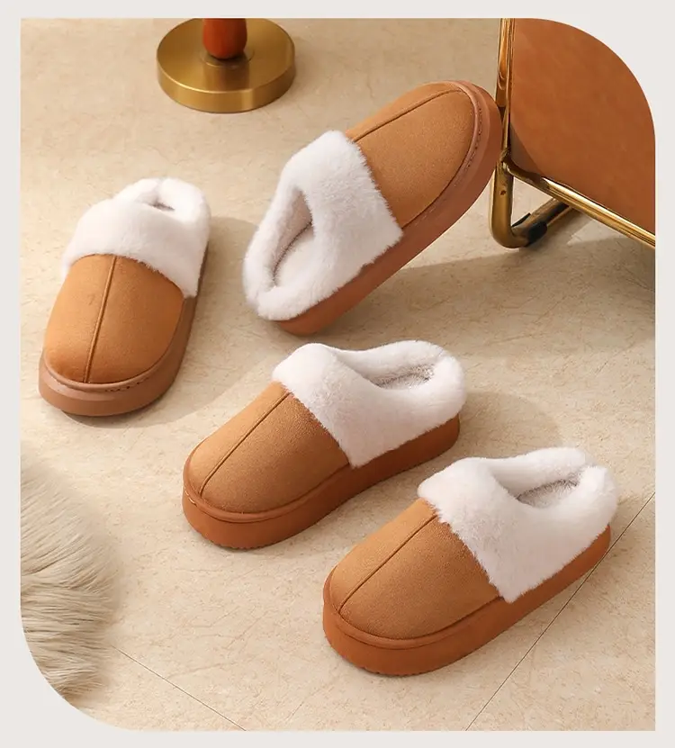 Women Winter Cotton Slippers Brown New Pair — feature 13