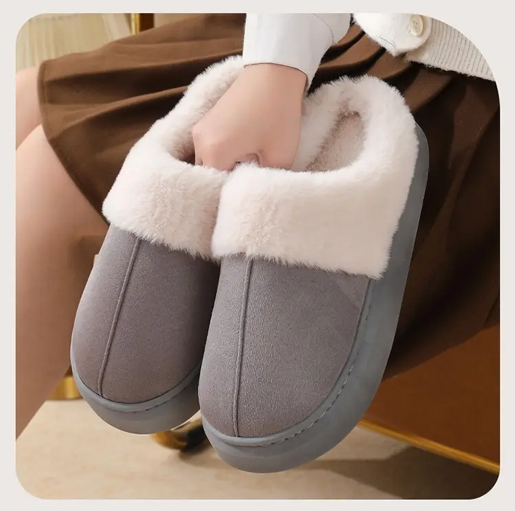 Women Winter Cotton Slippers Brown New Pair — feature 15