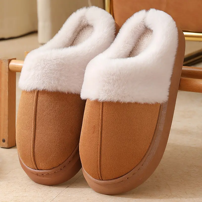 Women Winter Cotton Slippers Brown New Pair - Image 4
