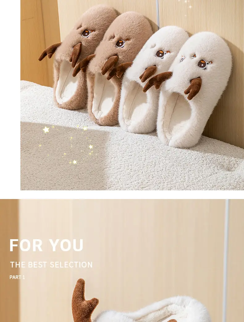 Cute Christmas Elk Cotton Slippers Women Winter 2025 — feature 10