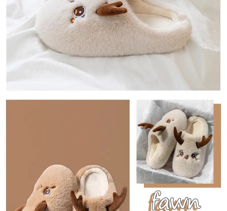 Cute Christmas Elk Cotton Slippers Women Winter 2025 — feature 12