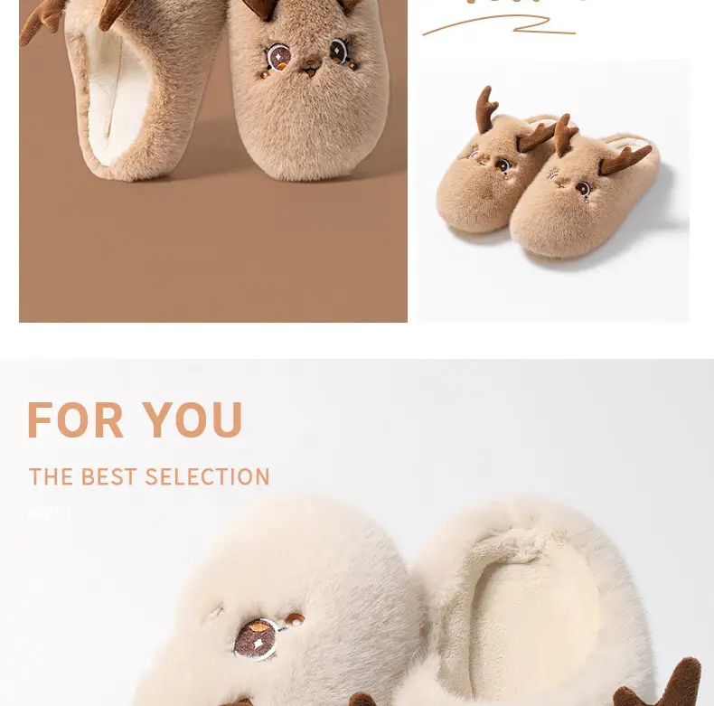 Cute Christmas Elk Cotton Slippers Women Winter 2025 — feature 13
