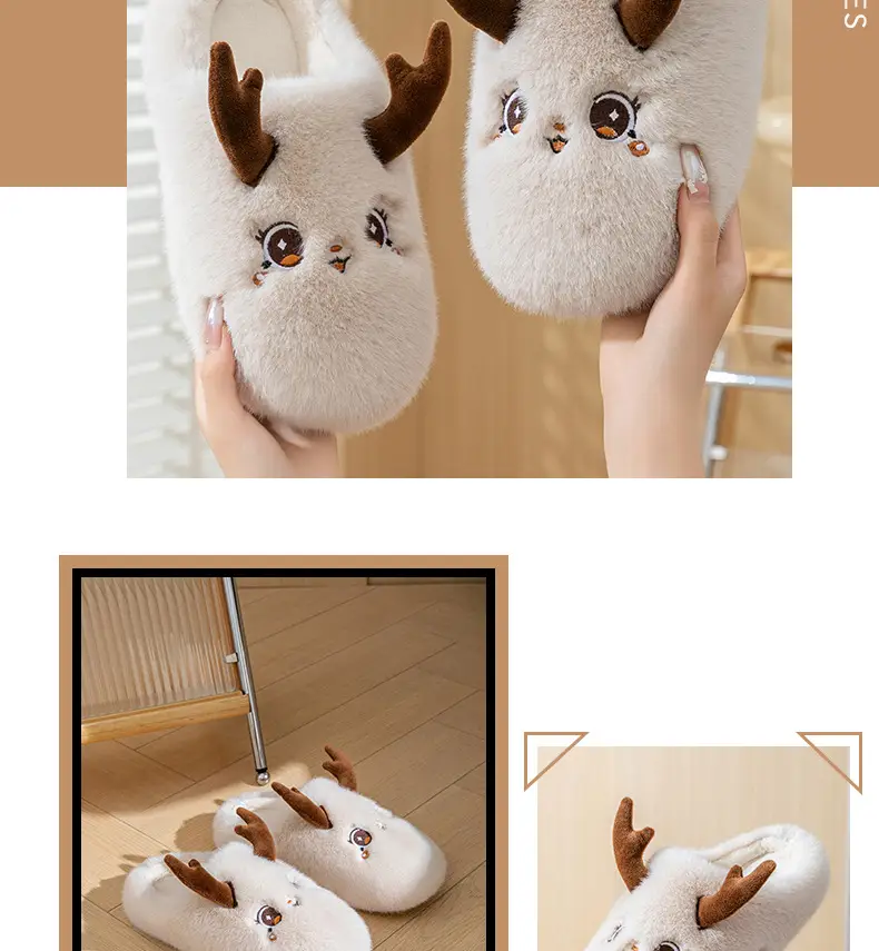 Cute Christmas Elk Cotton Slippers Women Winter 2025 — feature 16