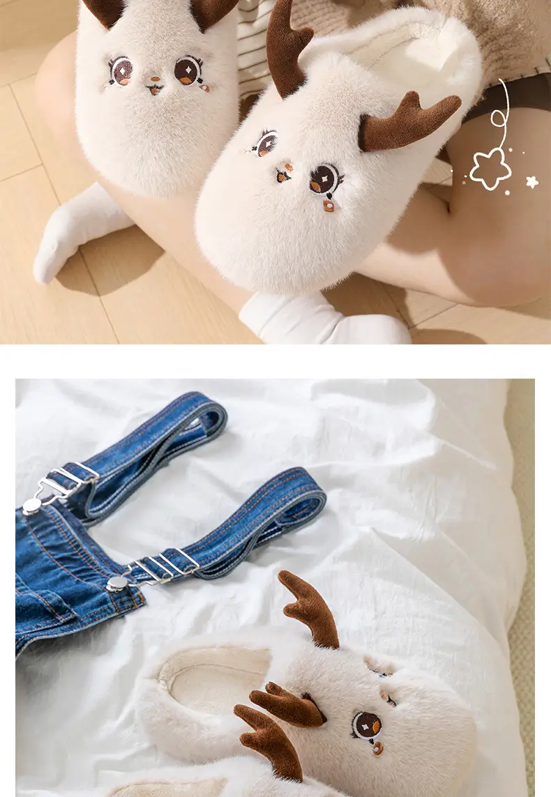 Cute Christmas Elk Cotton Slippers Women Winter 2025 — feature 7