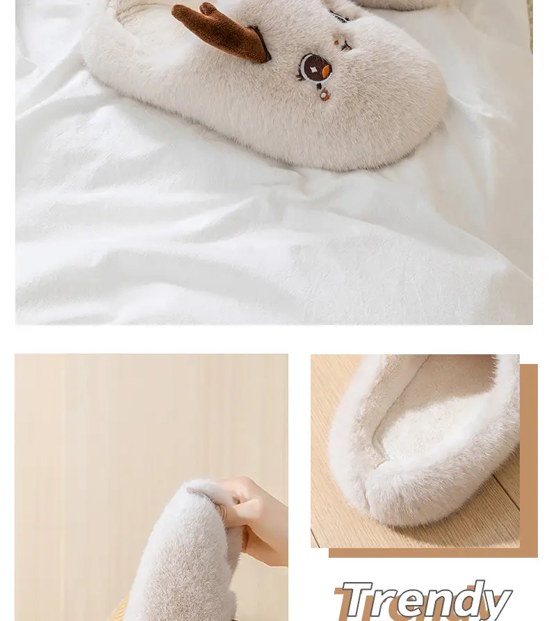 Cute Christmas Elk Cotton Slippers Women Winter 2025 — feature 8