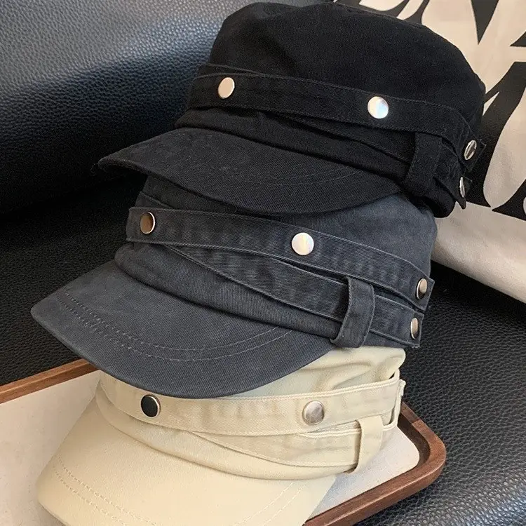 Women Distressed Rivet Cap Face Slimming Casual Hat