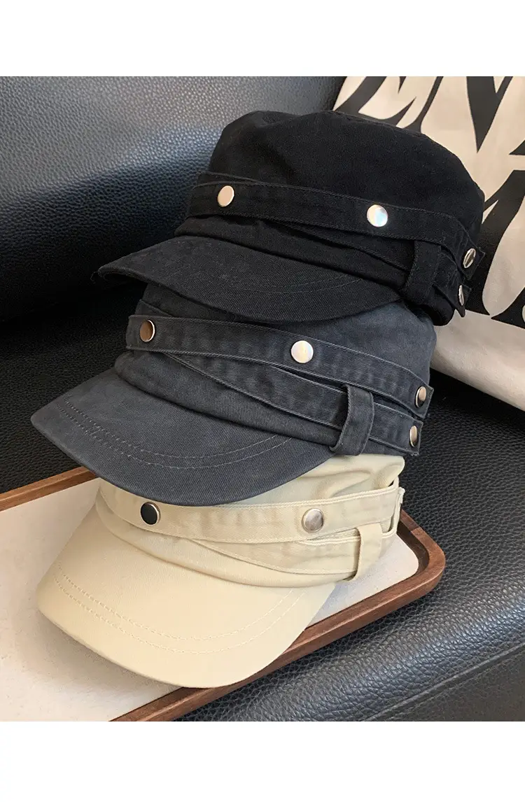 Women Distressed Rivet Cap Face Slimming Casual Hat — feature 4