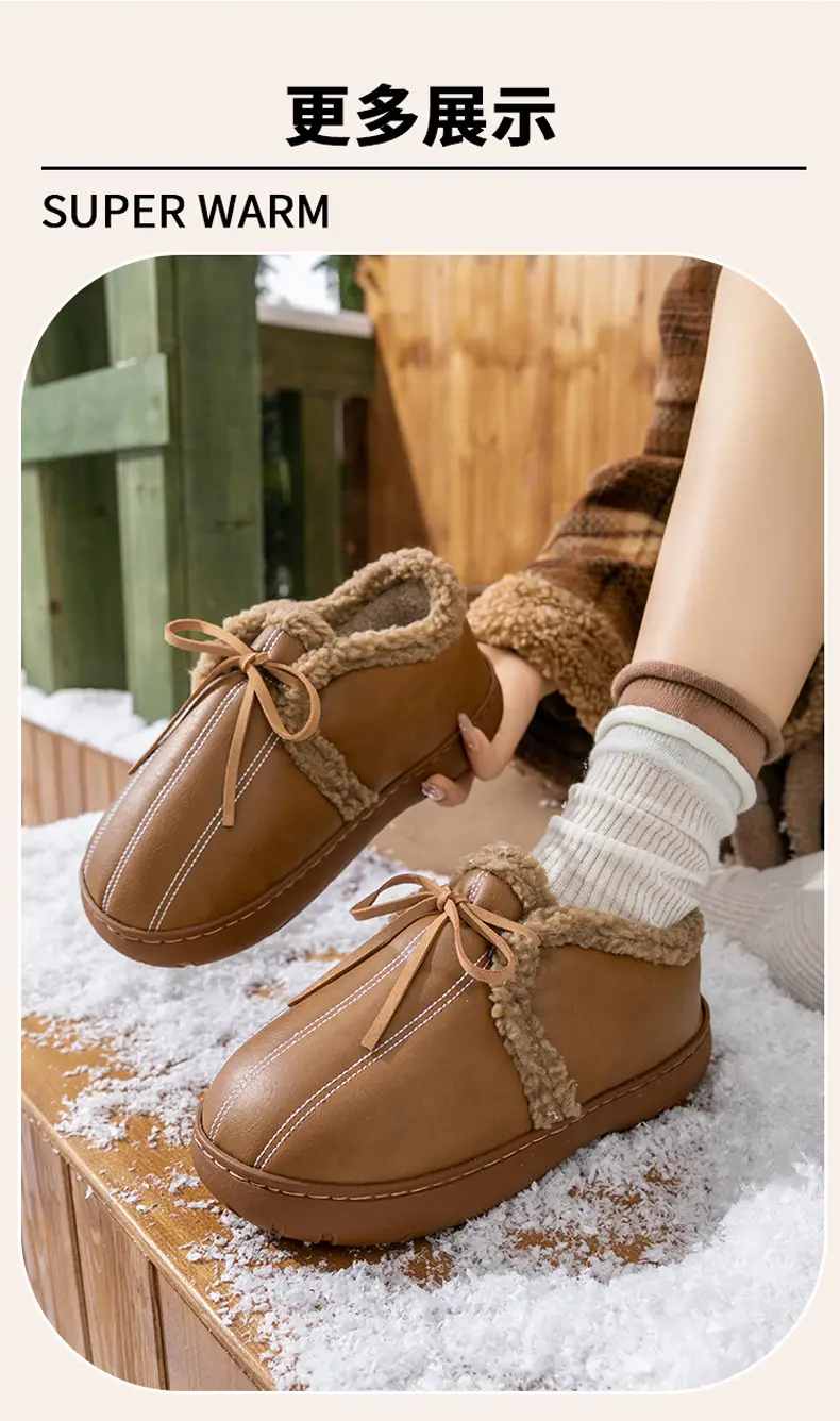 New Pu Leather Cotton Shoes for Women in Winter Thick-Soled Fleece-Lined Warm Outer Wear Non-Slip Waterproof Fashionable Plush Snow Boots — feature 13