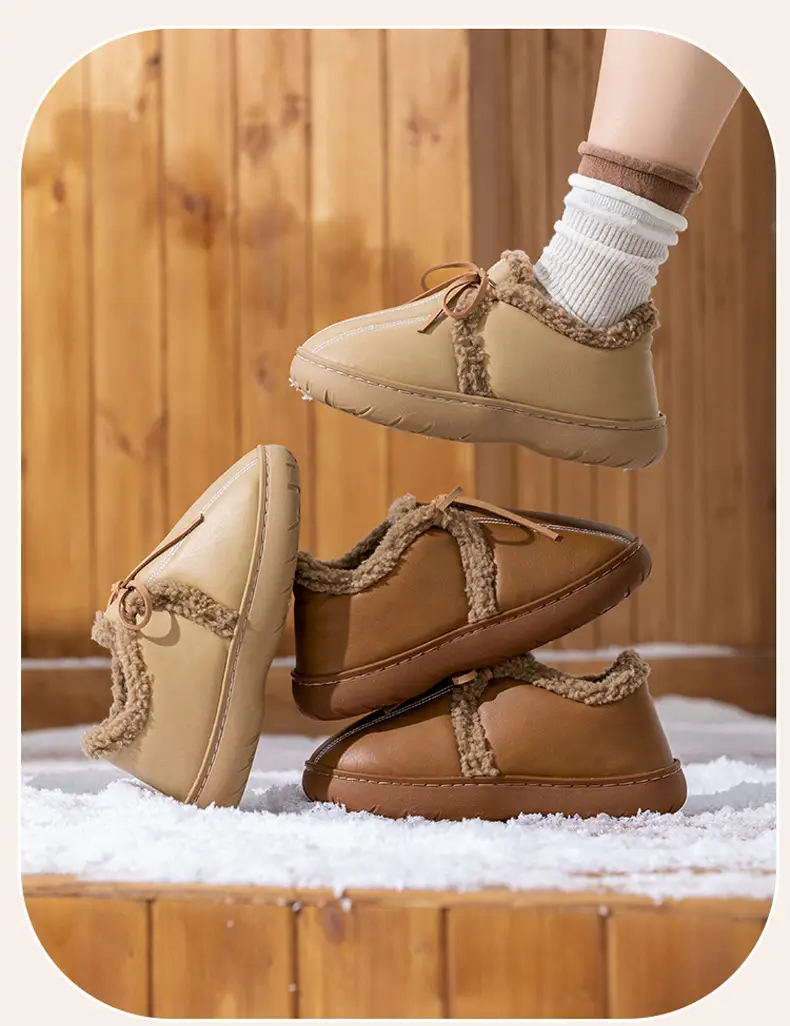 New Pu Leather Cotton Shoes for Women in Winter Thick-Soled Fleece-Lined Warm Outer Wear Non-Slip Waterproof Fashionable Plush Snow Boots — feature 14