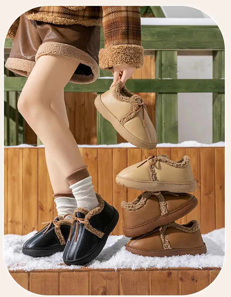 New Pu Leather Cotton Shoes for Women in Winter Thick-Soled Fleece-Lined Warm Outer Wear Non-Slip Waterproof Fashionable Plush Snow Boots — feature 15