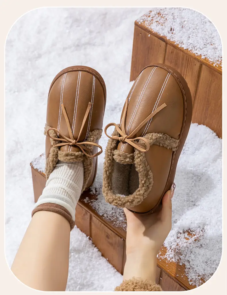 New Pu Leather Cotton Shoes for Women in Winter Thick-Soled Fleece-Lined Warm Outer Wear Non-Slip Waterproof Fashionable Plush Snow Boots — feature 16