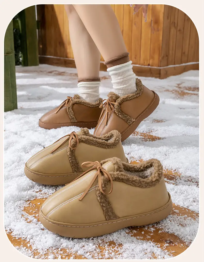 New Pu Leather Cotton Shoes for Women in Winter Thick-Soled Fleece-Lined Warm Outer Wear Non-Slip Waterproof Fashionable Plush Snow Boots — feature 17