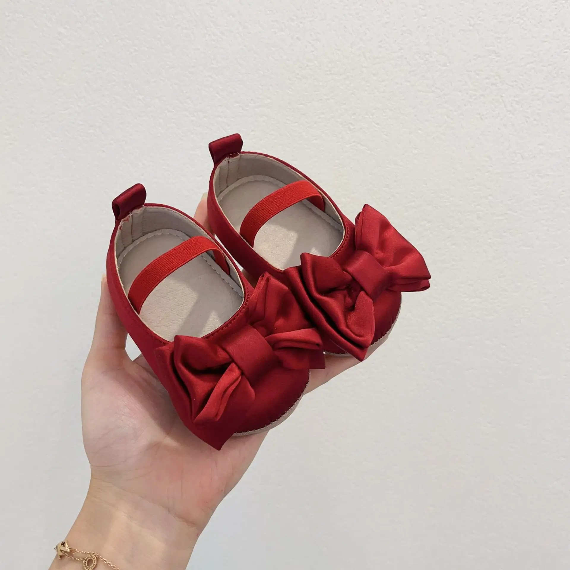 Red Bow Toddler Shoes 6-18M Soft Sole Non-Slip