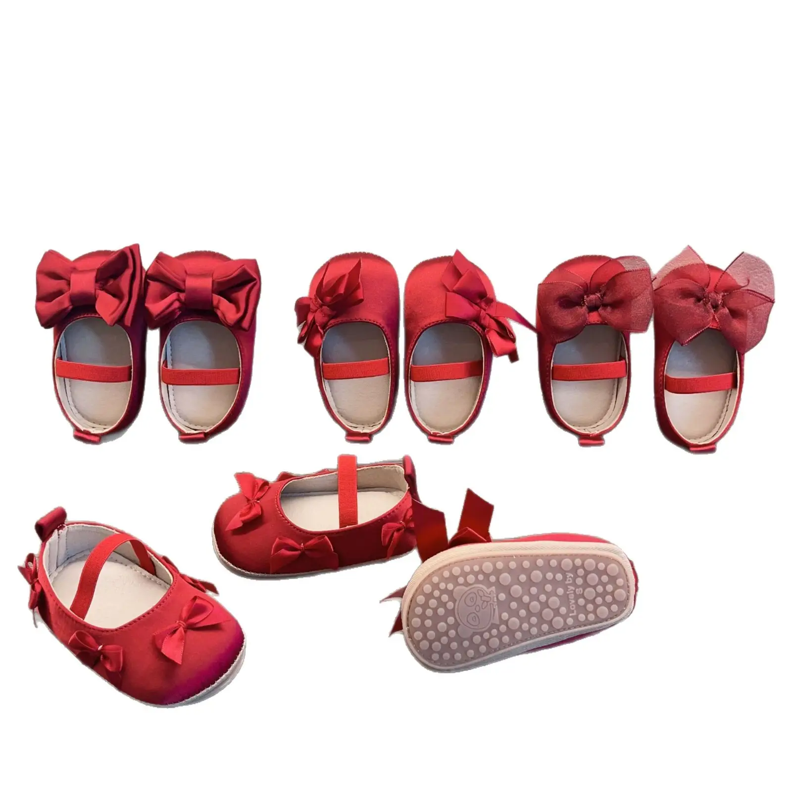Red Bow Toddler Shoes 6-18M Soft Sole Non-Slip