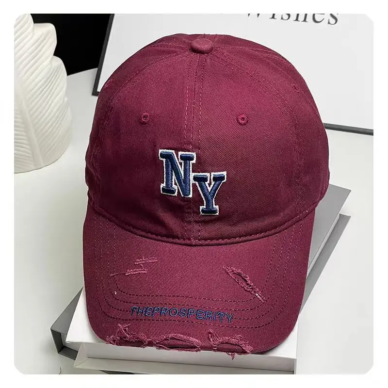 Women Navy Blue Embroidered Peaked Cap with Metal Buckle - Image 6