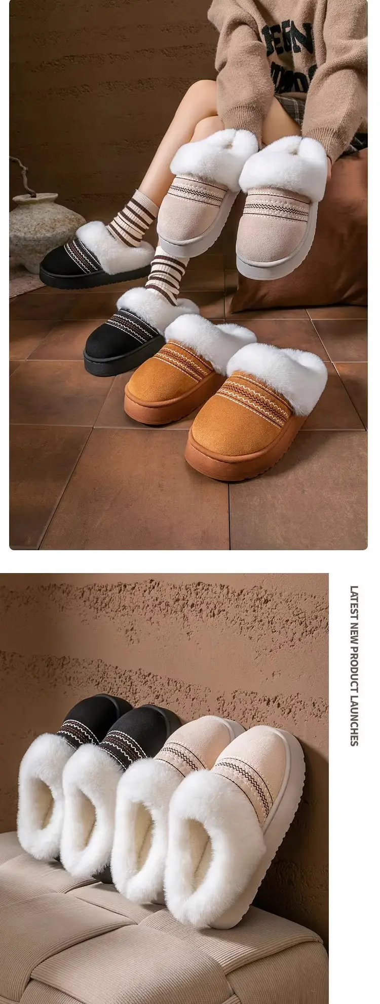 Thickened Cotton Slippers for Women in Autumn and Winter, Indoor and Home Use, Warm and Velvet Bedroom Wedding Confinement Slippers — feature 11