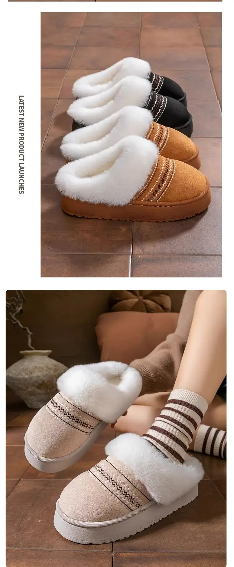 Thickened Cotton Slippers for Women in Autumn and Winter, Indoor and Home Use, Warm and Velvet Bedroom Wedding Confinement Slippers — feature 13