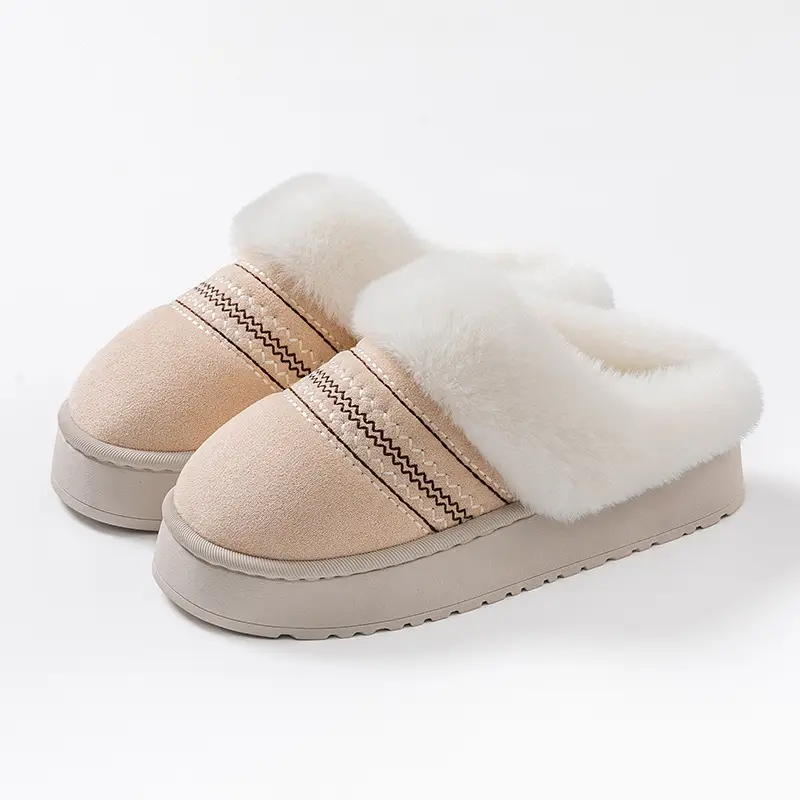Thickened Cotton Slippers for Women in Autumn and Winter, Indoor and Home Use, Warm and Velvet Bedroom Wedding Confinement Slippers
