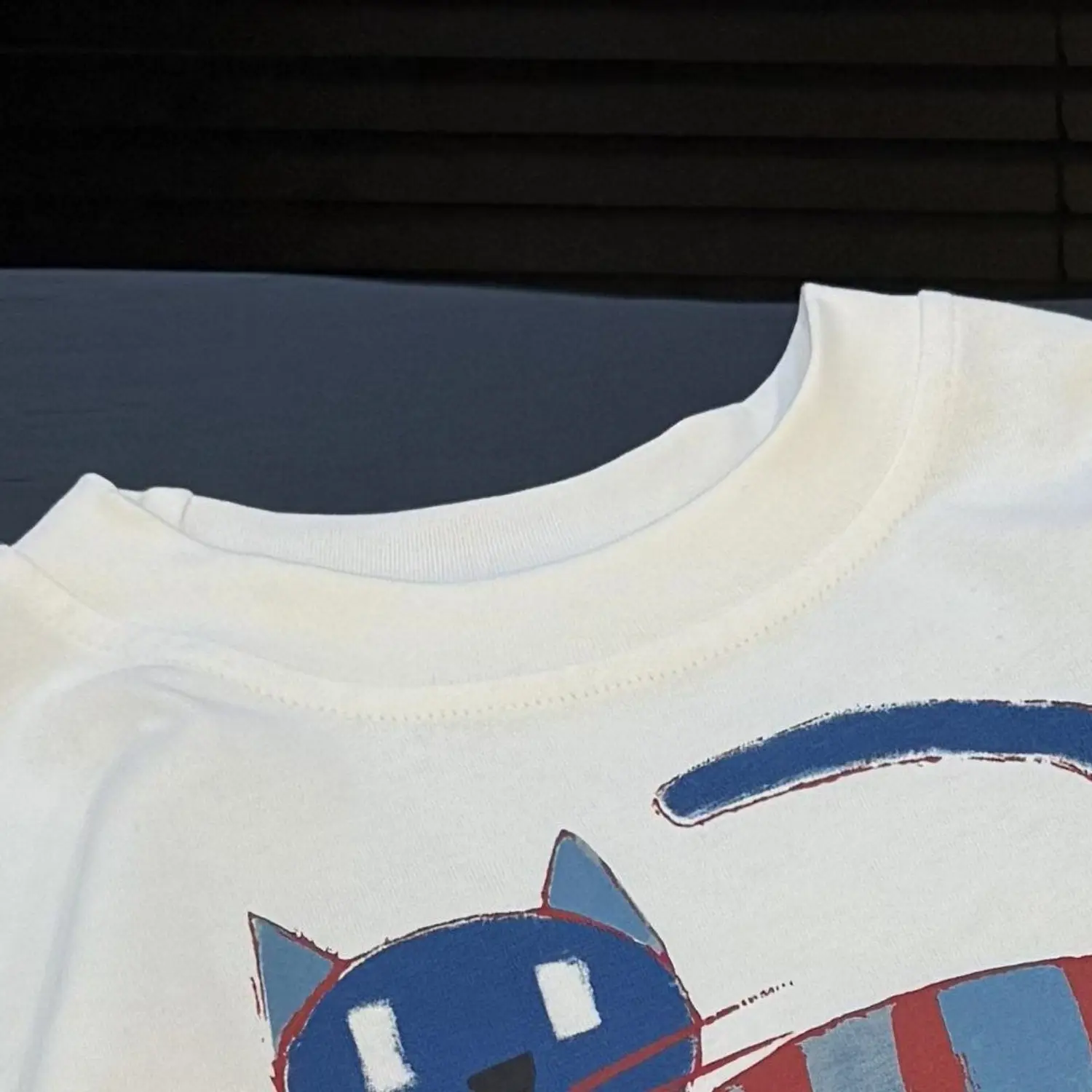 Boys Cartoon Cat Long Sleeve T-Shirt White Blue Medium