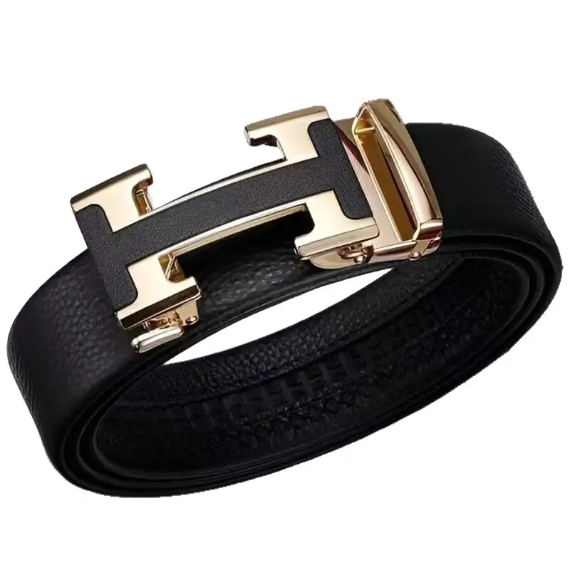 Men's Black Figure-Eight Buckle Belt with First-Layer Cowhide Leather - Image 11